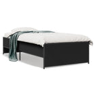 Carved wood and black metal bed frame 90x190 cm
