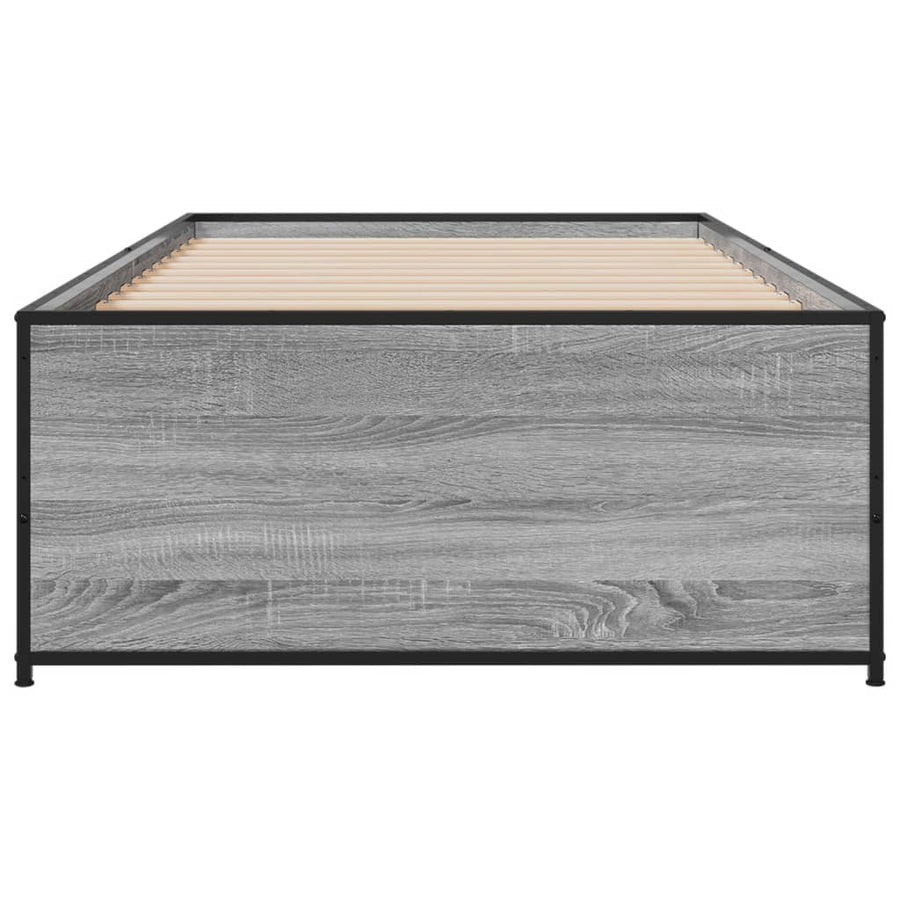 Bedframe bewerkt hout en metaal grijs sonoma eiken 90x190 cm
