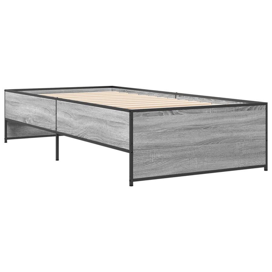 Bedframe bewerkt hout en metaal grijs sonoma eiken 90x190 cm