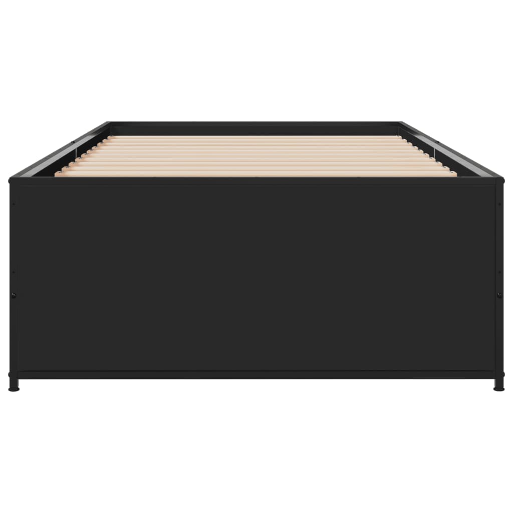 Bedframe bewerkt hout en metaal zwart 75x190 cm