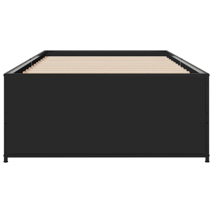 Bedframe bewerkt hout en metaal zwart 75x190 cm