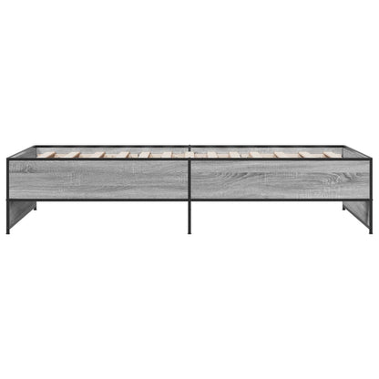 Bedframe bewerkt hout en metaal grijs sonoma eiken 75x190 cm