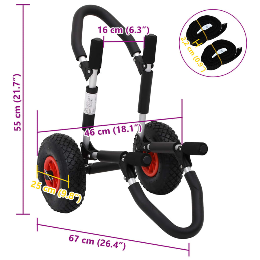 Sup Trolley Voor Surfplank Inklapbaar 45 Kg Aluminium 1 67 x 46 x 55 cm