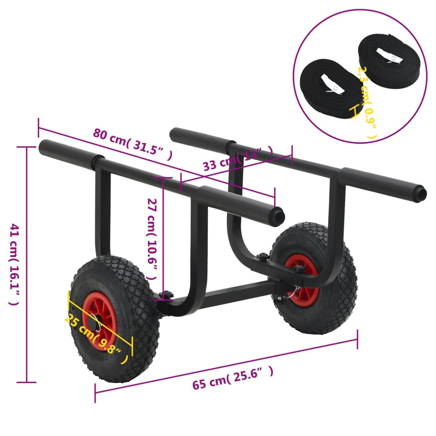 Kajaktrolley 90 Kg Aluminium 1 80 x 65 x 41 cm