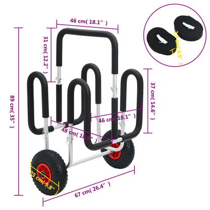 Kajaktrolley Voor 2 Planken Inklapbaar 90 Kg Aluminium