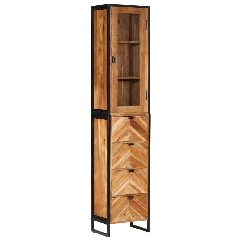 Badkamerkast 40X27X190 Cm Ijzer En Massief Acaciahout