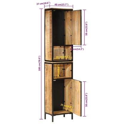 Badkamerkast 40x27x180 cm ijzer en massief mangohout