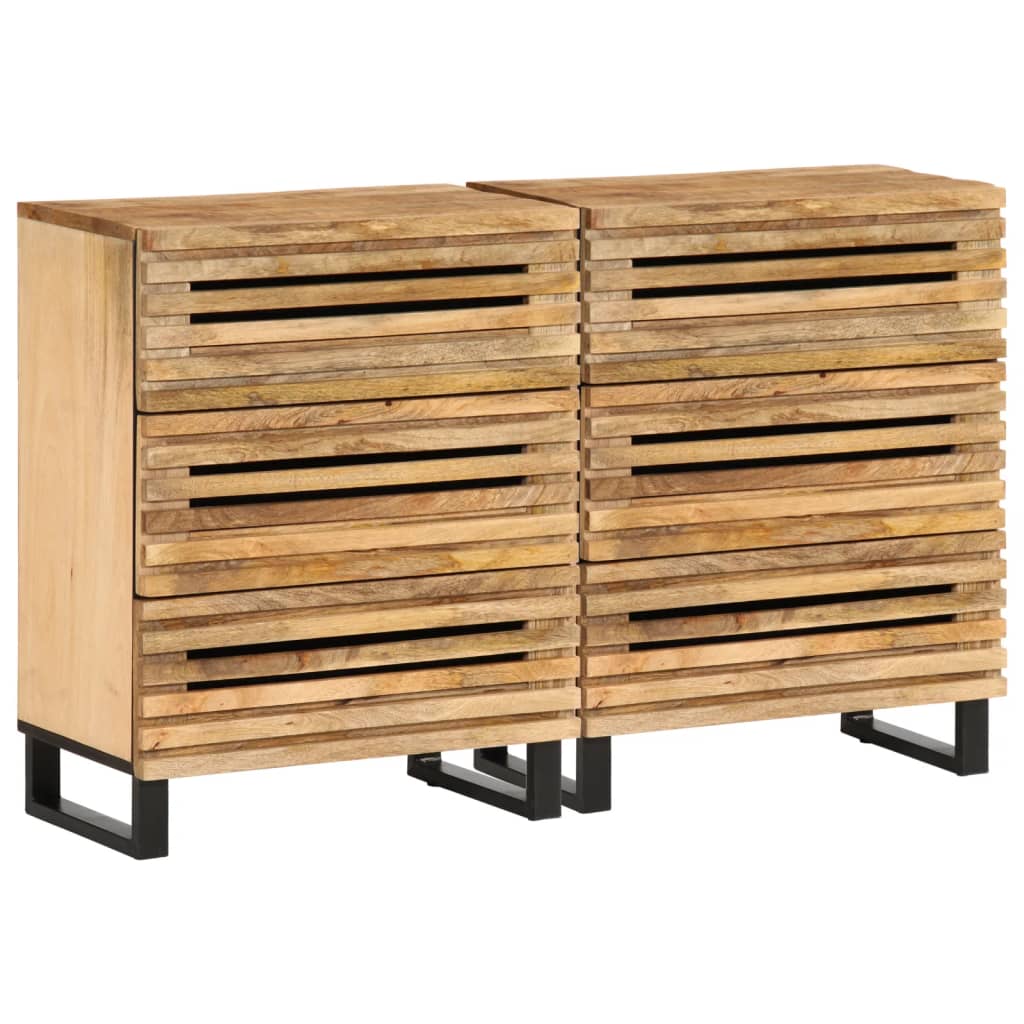 Dressoirs 2 st 60x34x75 cm massief ruw mangohout