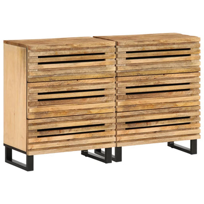 Dressoirs 2 st 60x34x75 cm massief ruw mangohout