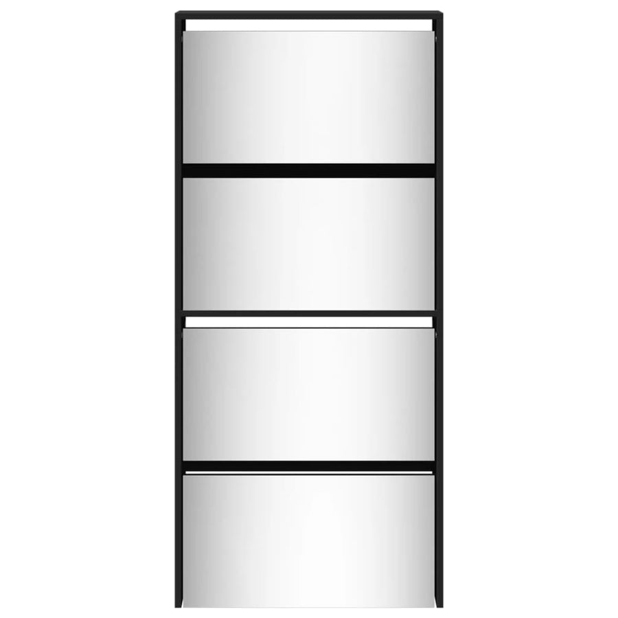 Schoenenkast met spiegel 4-laags 63x17x134 cm zwart Zwart