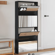 Schoenenkast met spiegel 63x17x134 cm zwart