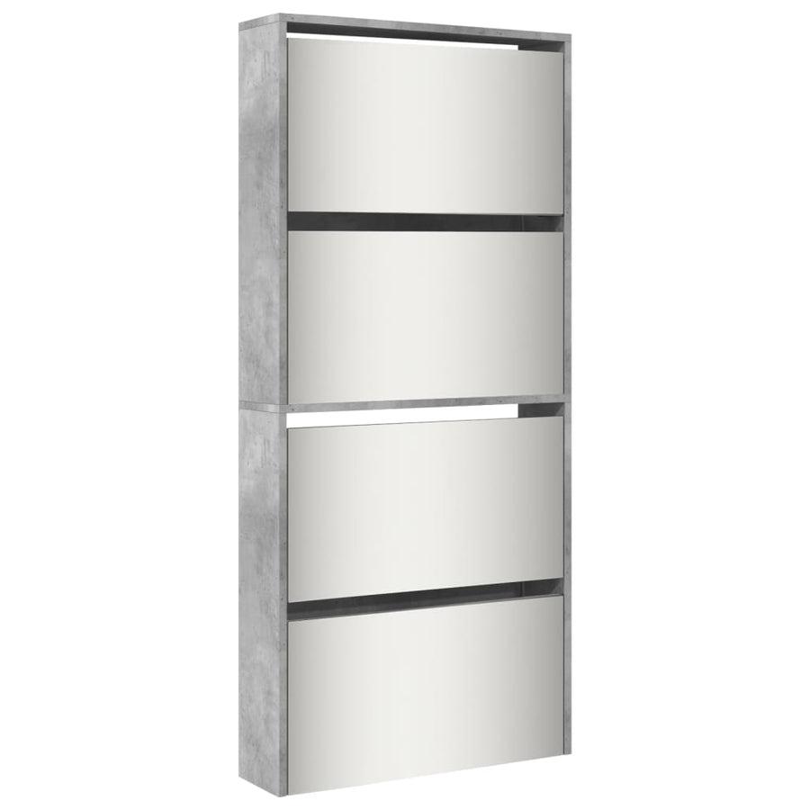 Schoenenkast met spiegel 4-laags 63x17x134 cm betongrijs Betongrijs