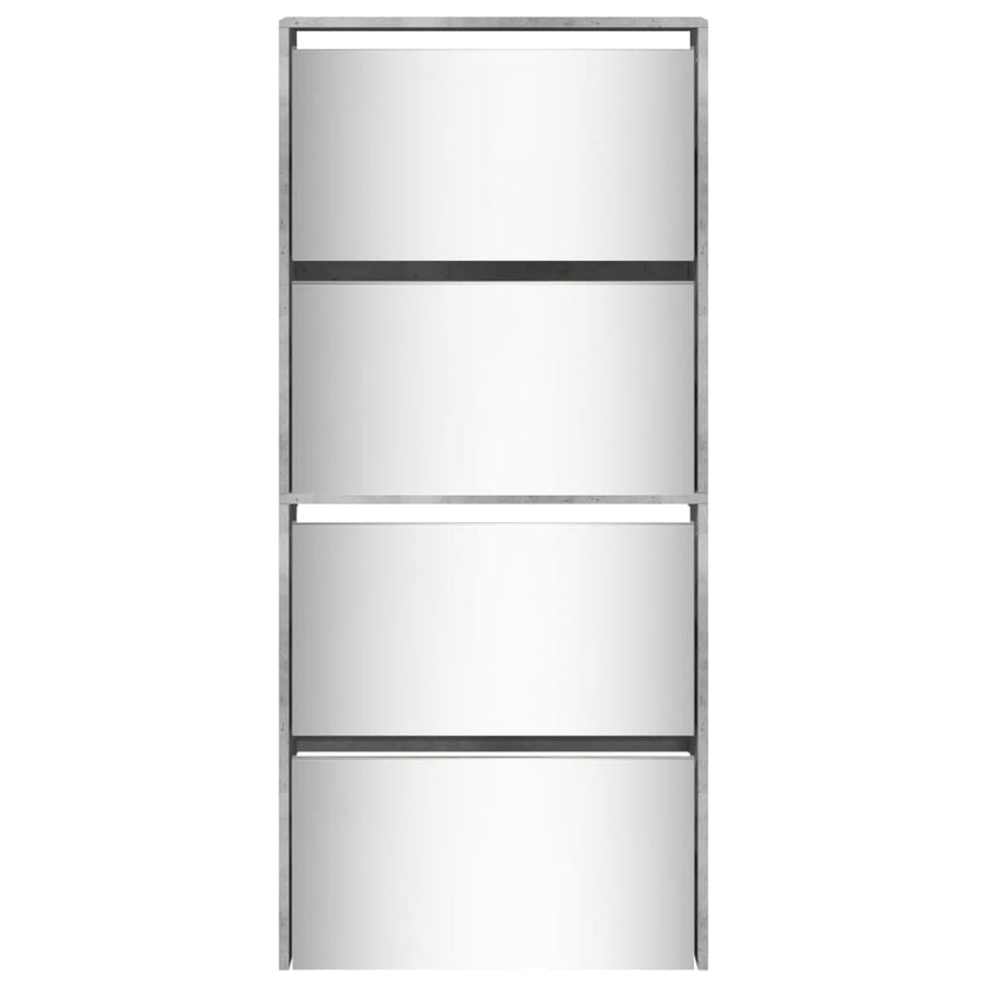 Schoenenkast met spiegel 4-laags 63x17x134 cm betongrijs Betongrijs