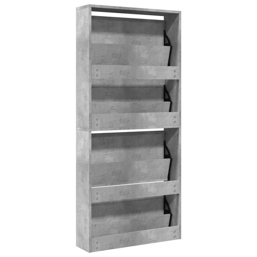Schoenenkast met spiegel 4-laags 63x17x134 cm betongrijs Betongrijs