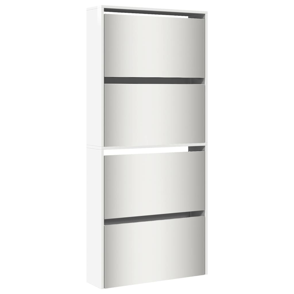 Schoenenkast met spiegel 4-laags 63x17x134 cm hoogglans wit Hoogglans wit