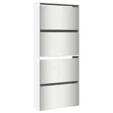 Schoenenkast met spiegel 4-laags 63x17x134 cm hoogglans wit Hoogglans wit