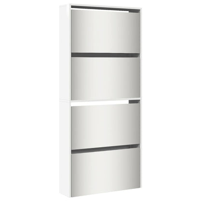 Schoenenkast met spiegel 4-laags 63x17x134 cm hoogglans wit Hoogglans wit