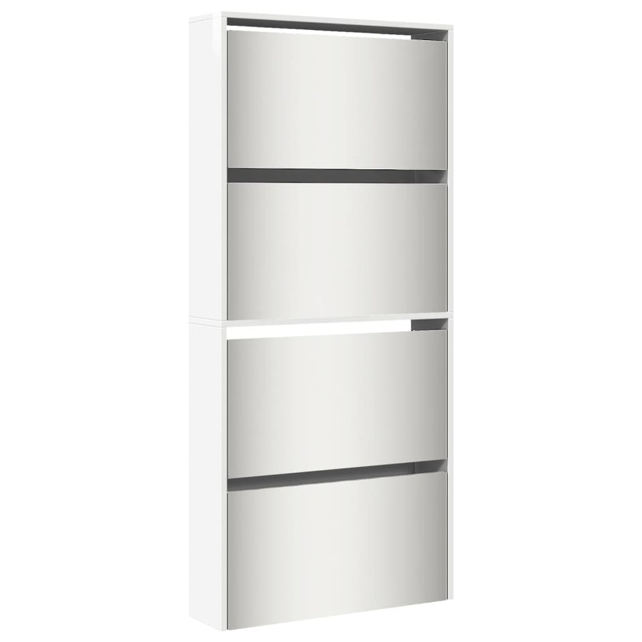 Schoenenkast met spiegel 4-laags 63x17x134 cm hoogglans wit Hoogglans wit