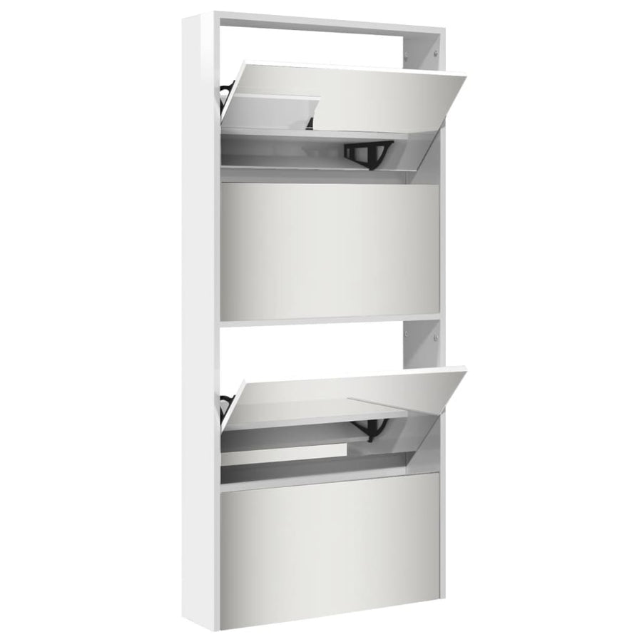 Schoenenkast met spiegel 4-laags 63x17x134 cm hoogglans wit Hoogglans wit