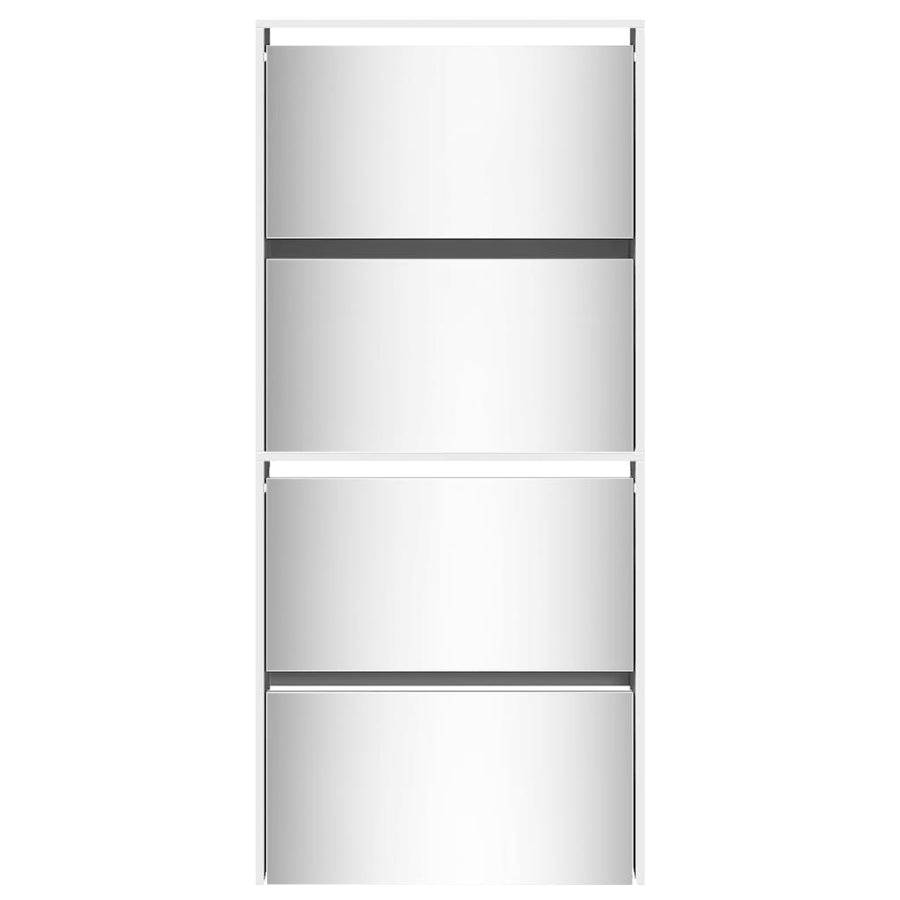 Schoenenkast met spiegel 4-laags 63x17x134 cm hoogglans wit Hoogglans wit