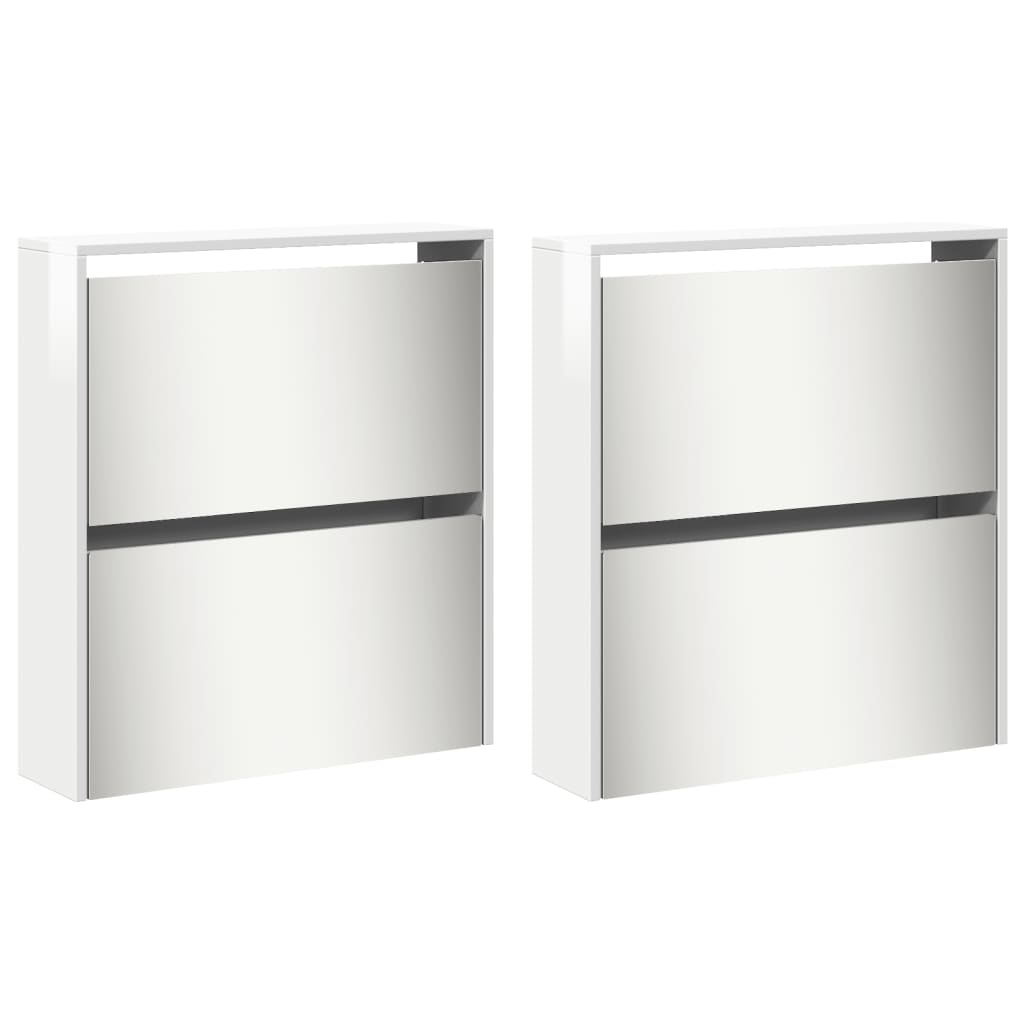 Schoenenkast met spiegel 4-laags 63x17x134 cm hoogglans wit Hoogglans wit