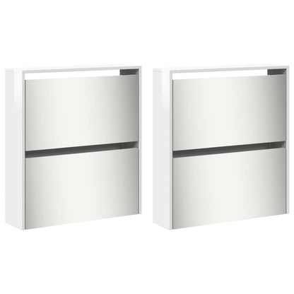 Schoenenkast met spiegel 4-laags 63x17x134 cm hoogglans wit Hoogglans wit