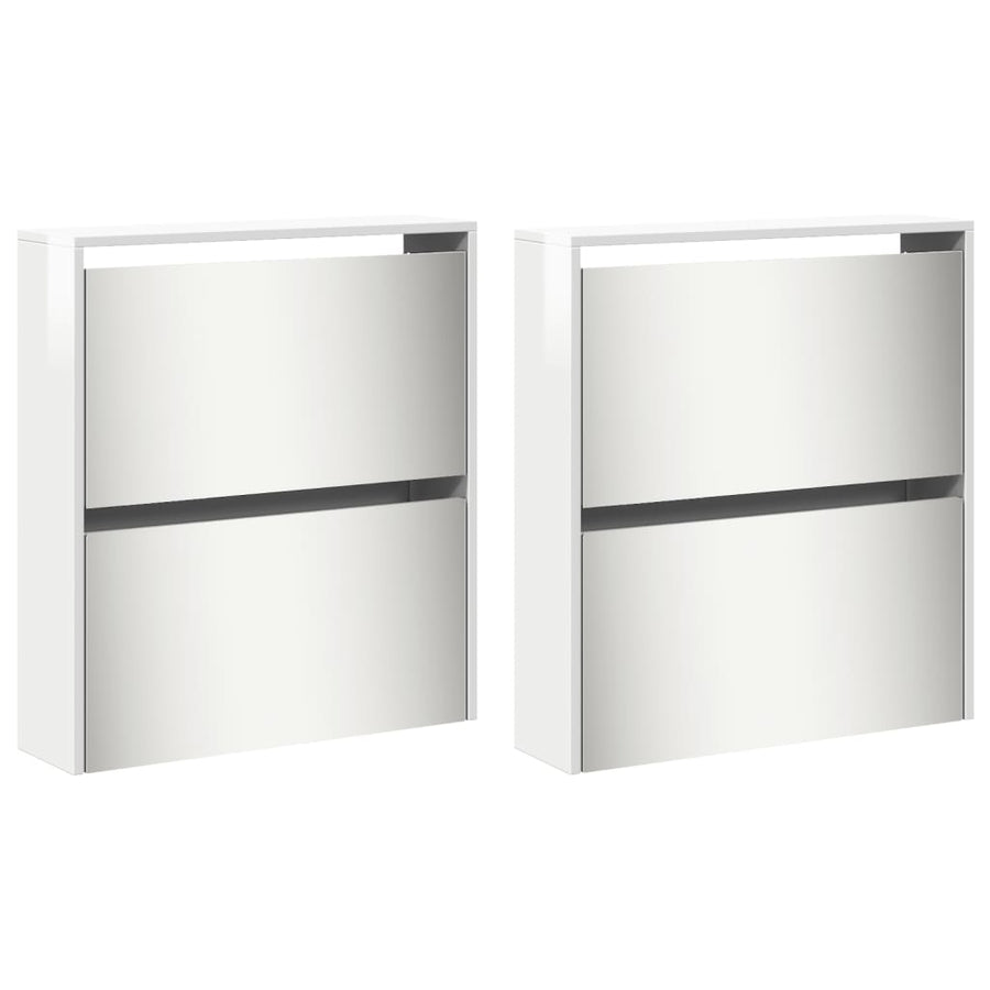 Schoenenkast met spiegel 4-laags 63x17x134 cm hoogglans wit Hoogglans wit