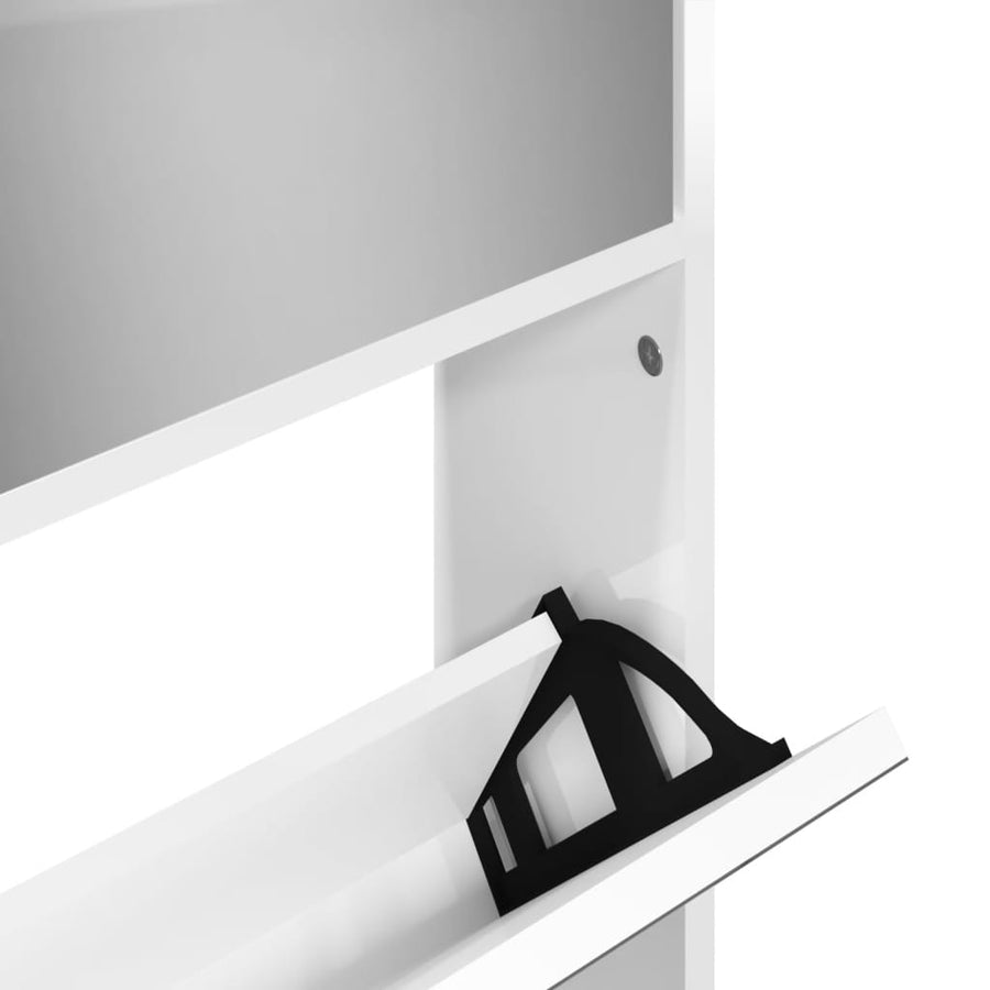 Schoenenkast met spiegel 4-laags 63x17x134 cm hoogglans wit Hoogglans wit