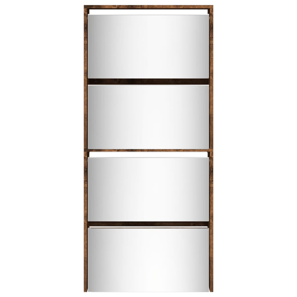 Schoenenkast met spiegel 4-laags 63x17x134 cm gerookt eiken Gerookt eiken