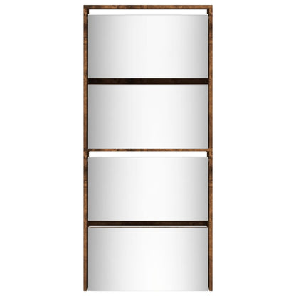 Schoenenkast met spiegel 4-laags 63x17x134 cm gerookt eiken Gerookt eiken