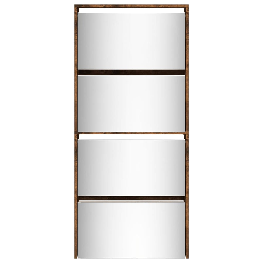 Schoenenkast met spiegel 4-laags 63x17x134 cm gerookt eiken Gerookt eiken