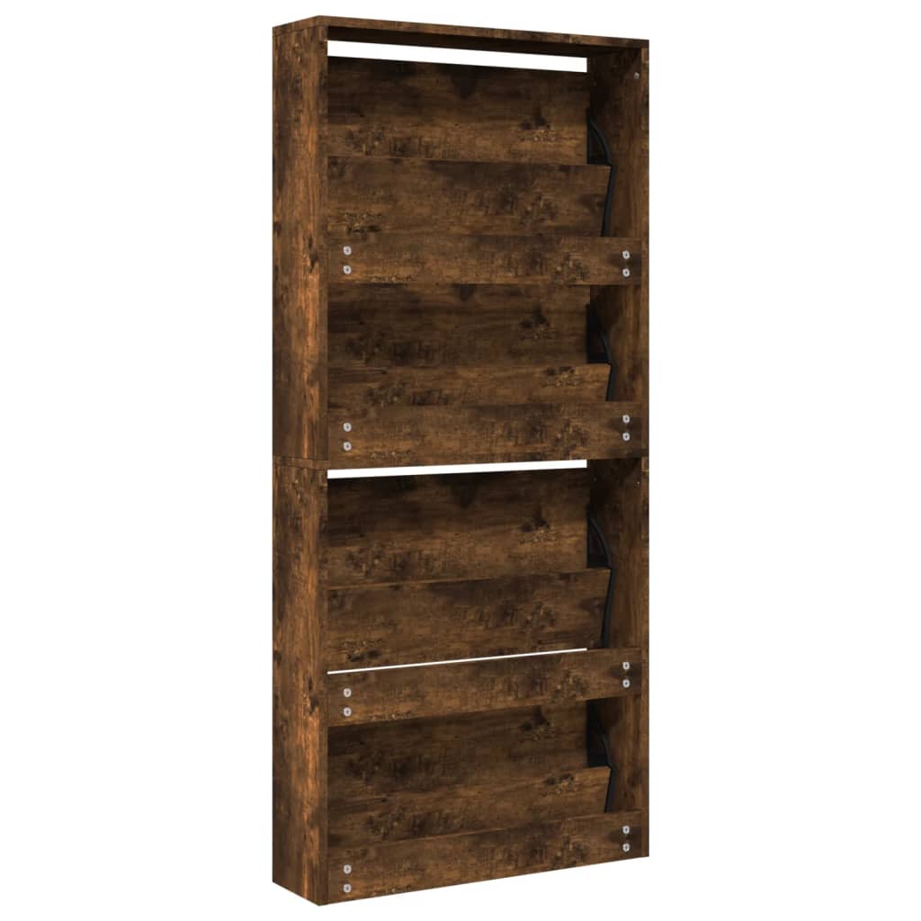 Schoenenkast met spiegel 4-laags 63x17x134 cm gerookt eiken Gerookt eiken