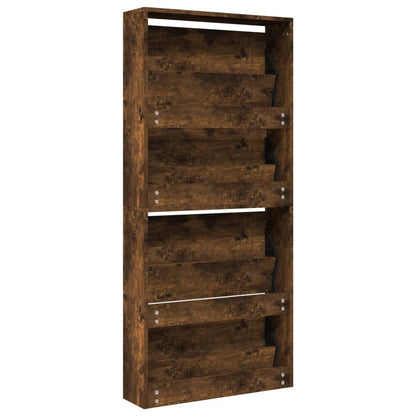 Schoenenkast met spiegel 4-laags 63x17x134 cm gerookt eiken Gerookt eiken