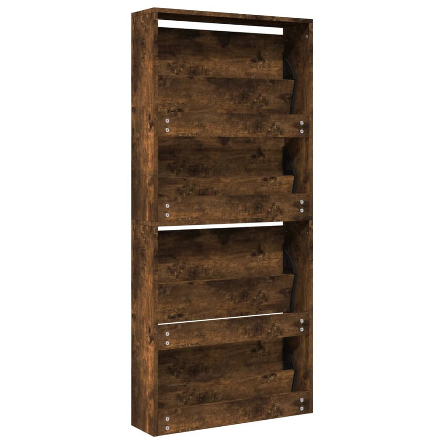 Schoenenkast met spiegel 4-laags 63x17x134 cm gerookt eiken Gerookt eiken
