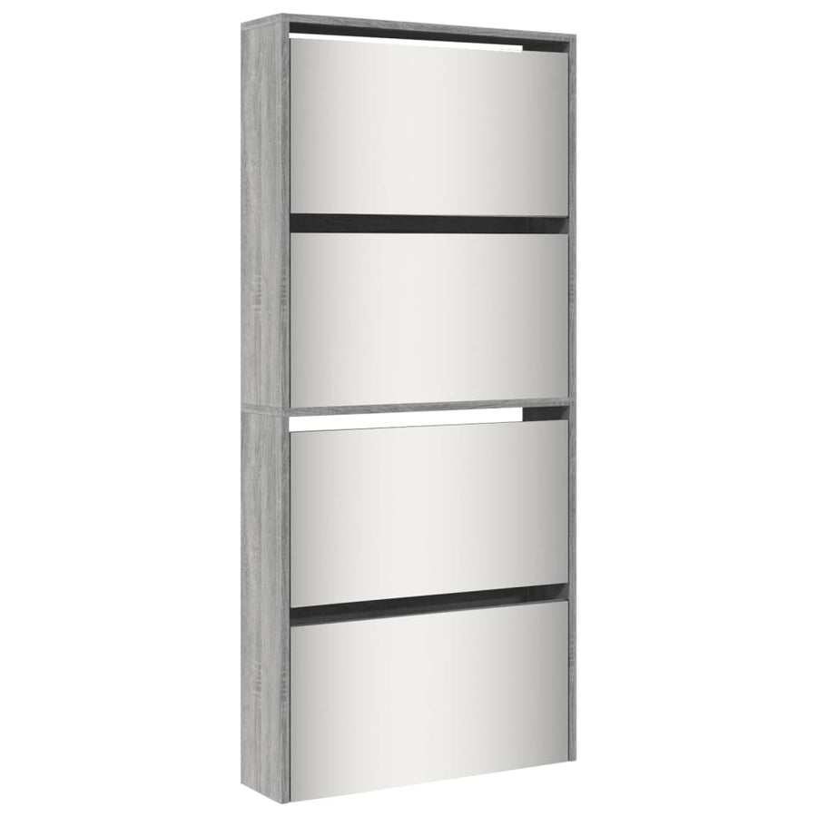 Schoenenkast met spiegel 4-laags 63x17x134 cm grijs sonoma Grijs sonoma