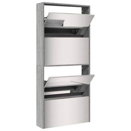 Schoenenkast met spiegel 4-laags 63x17x134 cm grijs sonoma Grijs sonoma