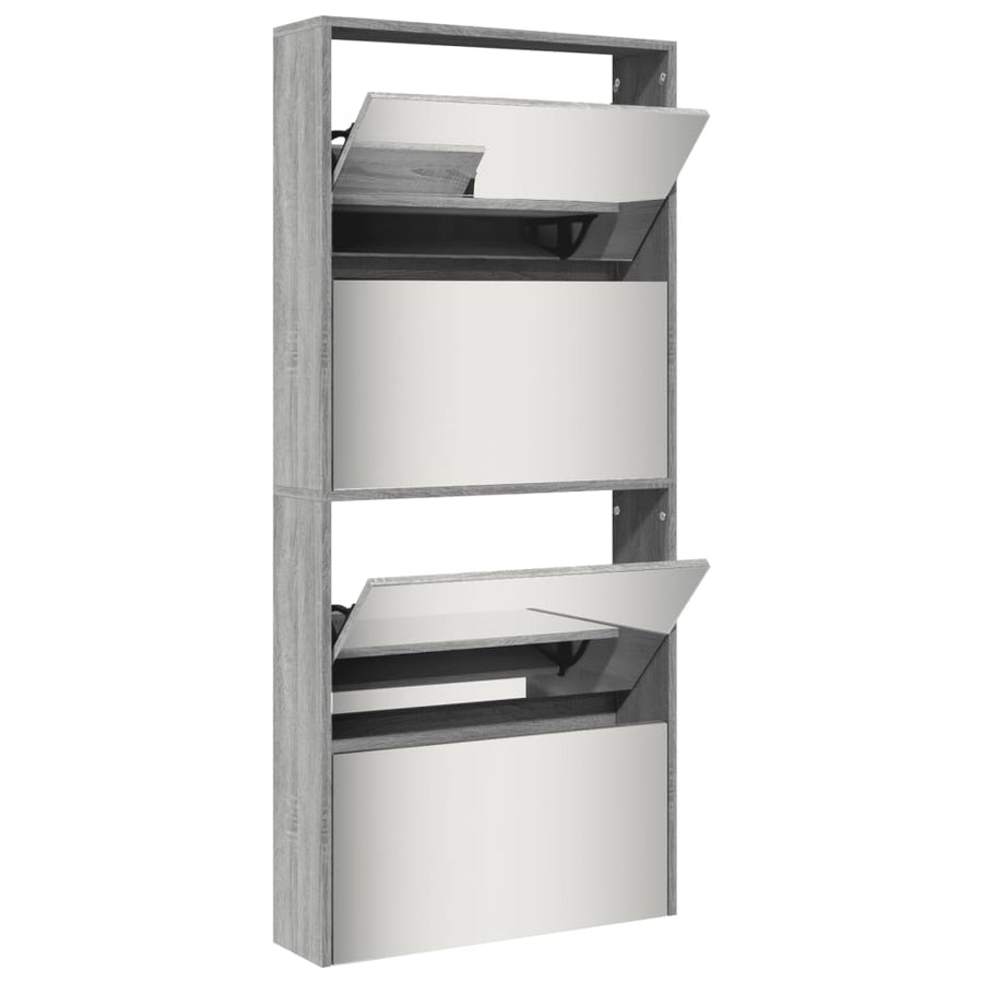 Schoenenkast met spiegel 4-laags 63x17x134 cm grijs sonoma Grijs sonoma