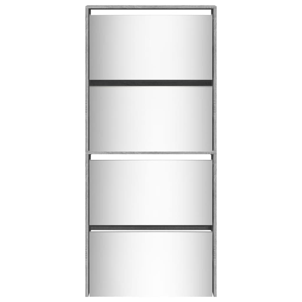 Schoenenkast met spiegel 4-laags 63x17x134 cm grijs sonoma Grijs sonoma