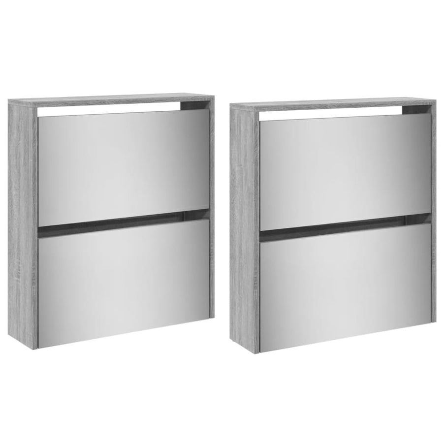 Schoenenkast met spiegel 4-laags 63x17x134 cm grijs sonoma Grijs sonoma
