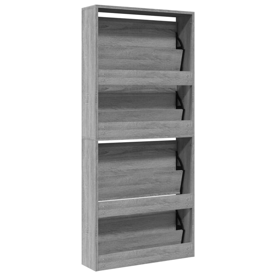 Schoenenkast met spiegel 4-laags 63x17x134 cm grijs sonoma Grijs sonoma