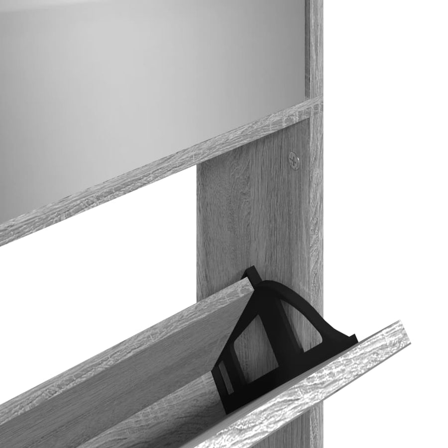 Schoenenkast met spiegel 4-laags 63x17x134 cm grijs sonoma Grijs sonoma