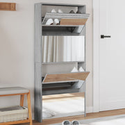 Schoenenkast met spiegel 63x17x134 cm grijs sonoma