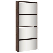 Schoenenkast met spiegel 4-laags 63x17x134 cm bruin eikenkleur