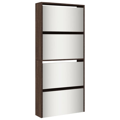 Schoenenkast met spiegel 4-laags 63x17x134 cm bruin eikenkleur