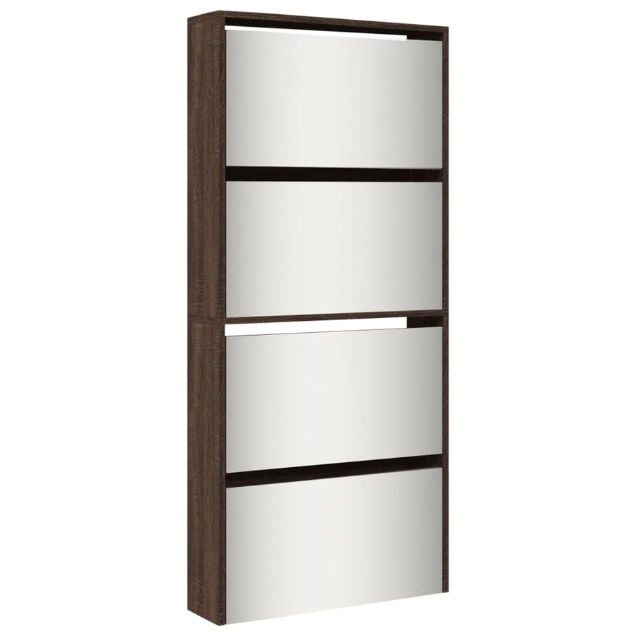 Schoenenkast met spiegel 4-laags 63x17x134 cm bruin eikenkleur