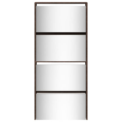 Schoenenkast met spiegel 4-laags 63x17x134 cm bruin eikenkleur