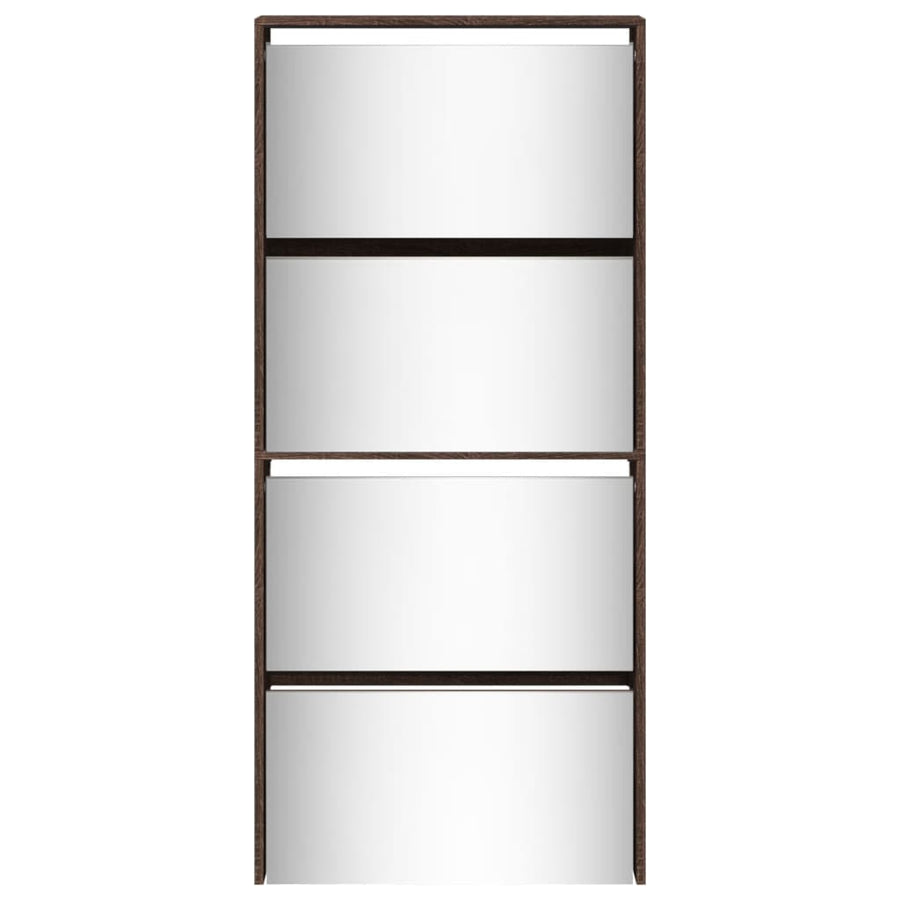 Schoenenkast met spiegel 4-laags 63x17x134 cm bruin eikenkleur