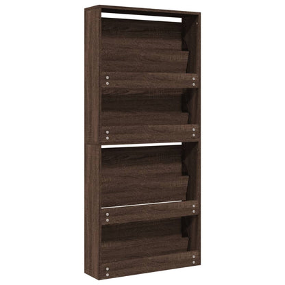 Schoenenkast met spiegel 4-laags 63x17x134 cm bruin eikenkleur