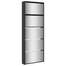 Schoenenkast Met Spiegel 5-Laags 63X7X69,5 Cm Zwart