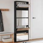 Shoe Cabinet with Mirror 5-Tier 63x17x169.5 cm Black